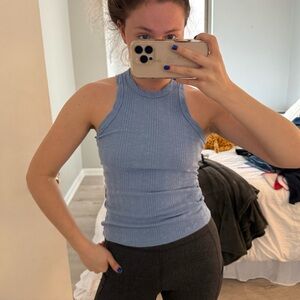 Anthropologie Light Blue High Neck Tank Top